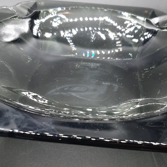 Vintage Smokey Gray Glass Large Cigar Cigarette Ashtray 8" Square Mad Man MCM - Picture 3 of 6